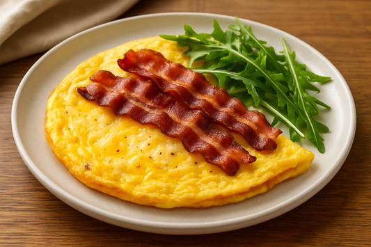 Käse-Omelette mit Bacon & Rucola