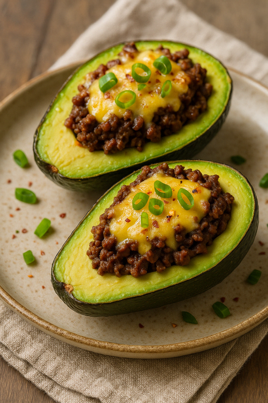 Gefüllte Avocado mit Hackfleisch & Käse