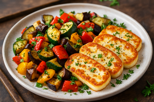 Ofengemüse mit Halloumi & Kräutern