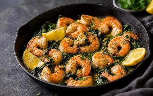 Keto Garnelen-Knoblauch-Pfanne mit Spinat - Keto-Anleitung.de