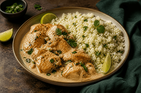 🥥 Kokos-Hähnchen mit Blumenkohlreis – cremig, leicht und 100 % Keto - Keto-Anleitung.de