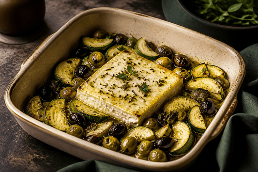 Ofen-Feta mit Oliven & Zucchini - Keto-Anleitung.de